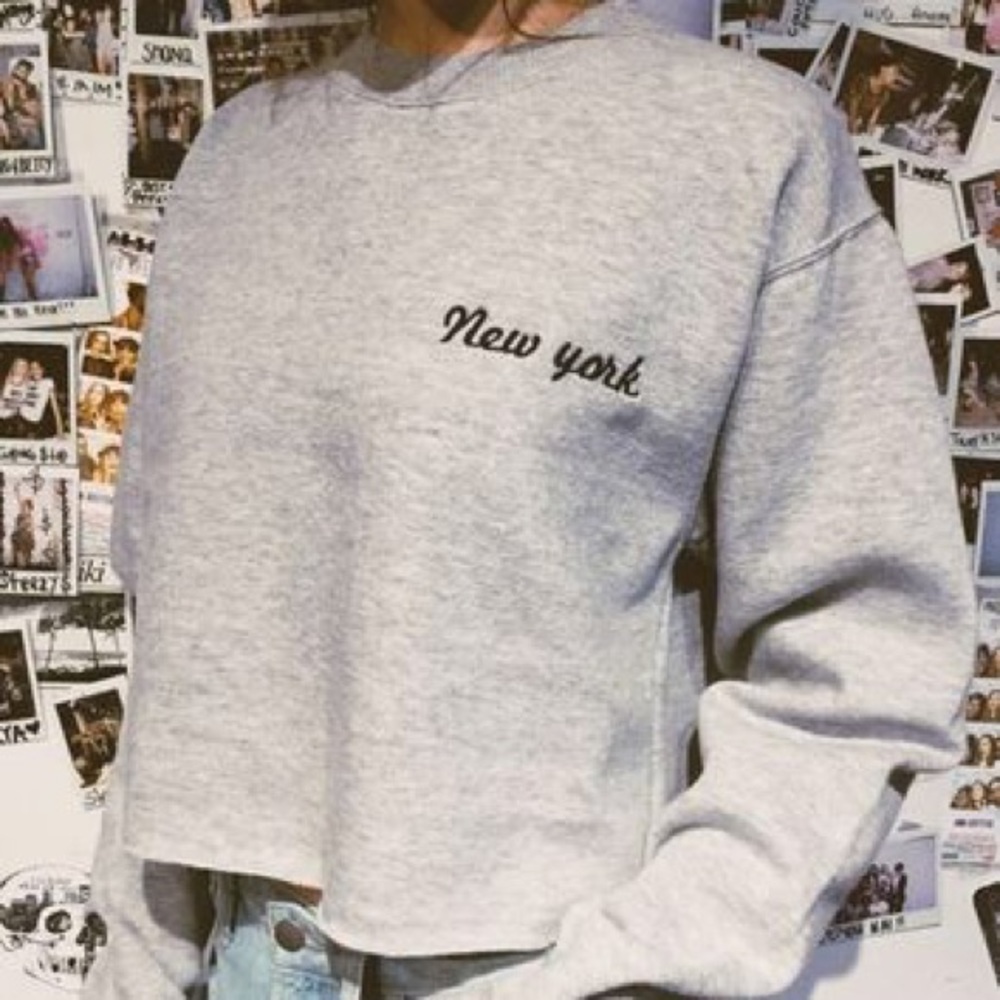 New York cropped grey Brandy Melville sweater